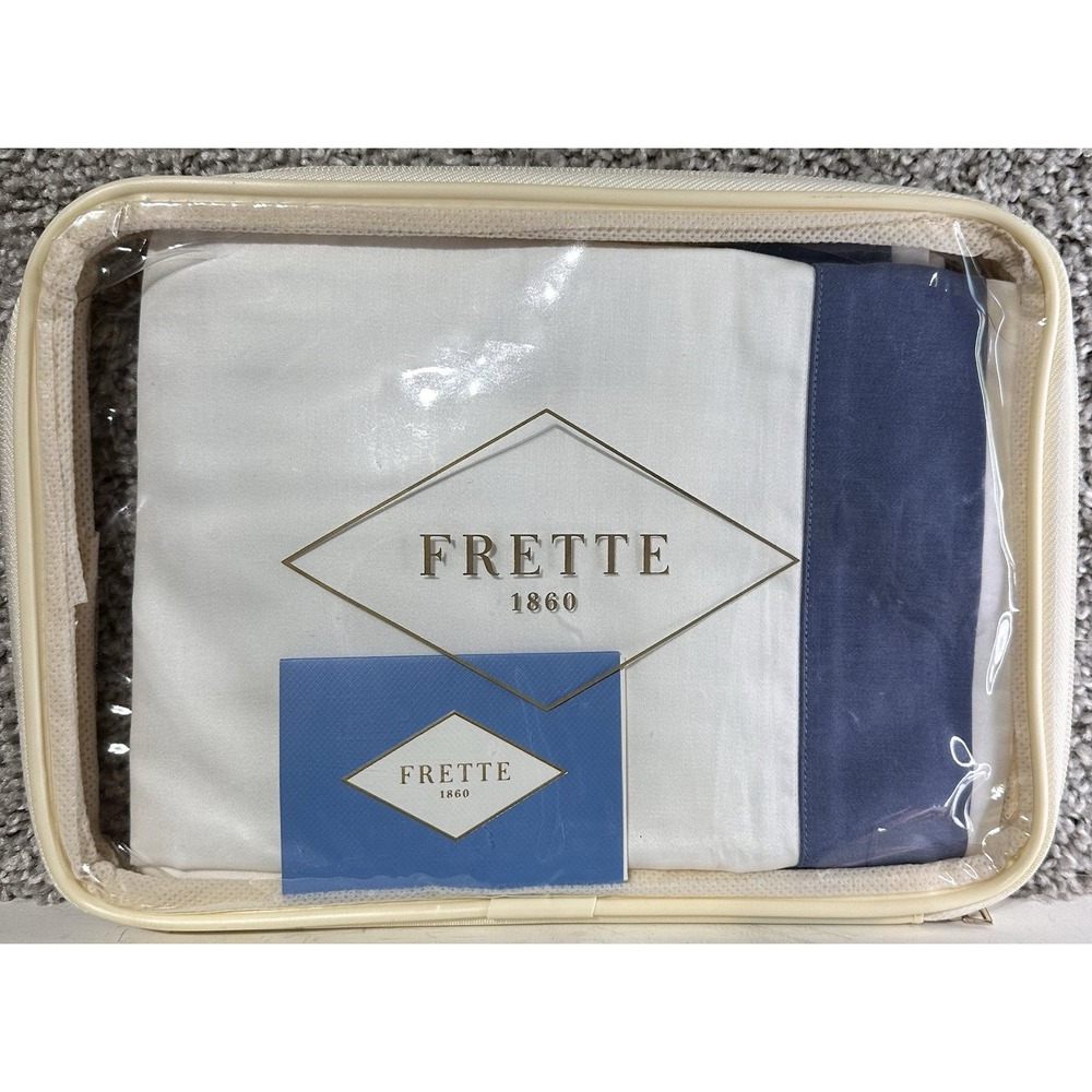 Frette Flying Euro Sham GrisBlu Milk White Blue 26x26 Cotton Italy‎